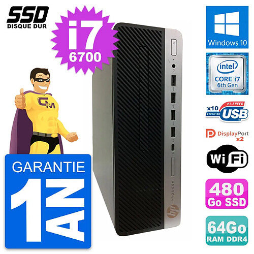 PC HP ProDesk 600 G3 SFF Intel Core i7-6700 RAM 64Go SSD 480Go Windows 10 Wifi · Occasion