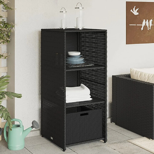 vidaXL Armoire de rangement de jardin noir 50x55x115 cm résine tressée