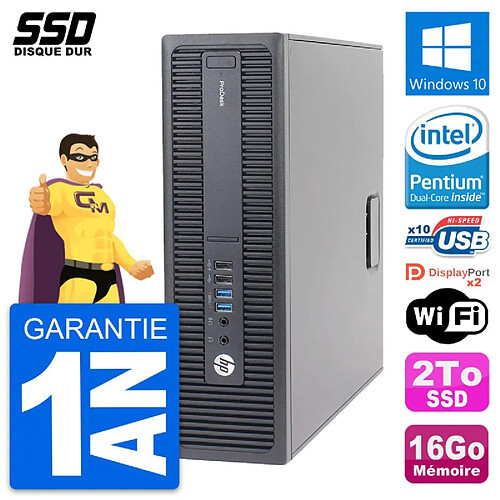 PC HP ProDesk 600 G2 SFF Intel Pentium G4400 RAM 16Go SSD 2To Windows 10 Wifi · Occasion