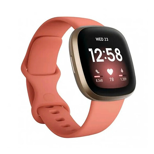 Fitbit Versa 3 Aluminium Doré et Bracelet Rose