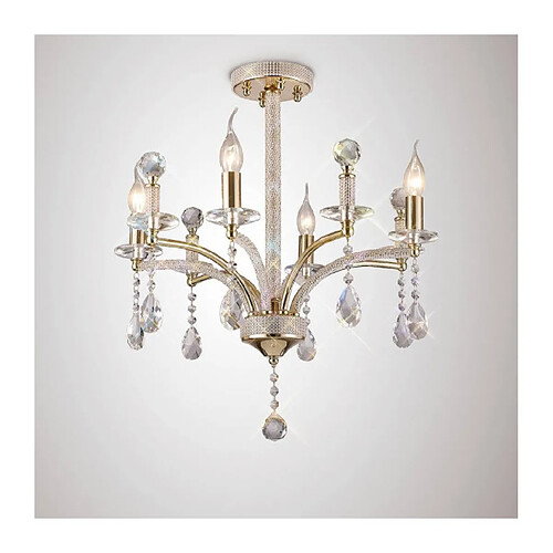 Luminaire Center Suspension Fiore 4 Ampoules doré/cristal