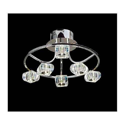 Luminaire Center Semi Plafonnier Polana rond 6 Ampoules chrome poli