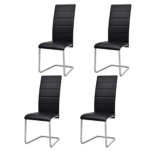 Decoshop26 Lot de 4 chaises de salle à manger cuisine cantilever noir synthétique CDS021417