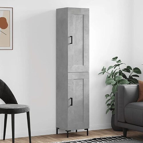 vidaXL Buffet haut Gris béton 34,5x34x180 cm Bois d'ingénierie