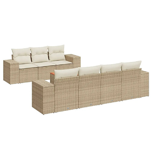 Maison Chic Salon de jardin avec coussins 8 pcs | Ensemble de Table et chaises | Mobilier d'Extérieur beige résine tressée -GKD68530