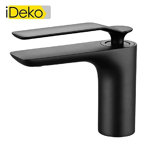 iDeko® Robinet de Lavabo Mitigeur Pour Vasque Robinet Mitigeur Design noir Laqué Chromé En Laiton Robinetterie Salle de Bains