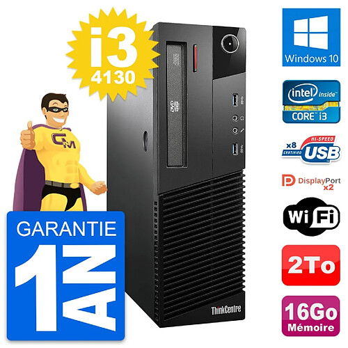 PC Lenovo ThinkCentre M93p SFF Intel i3-4130 RAM 16Go Disque 2To Windows 10 Wifi · Occasion