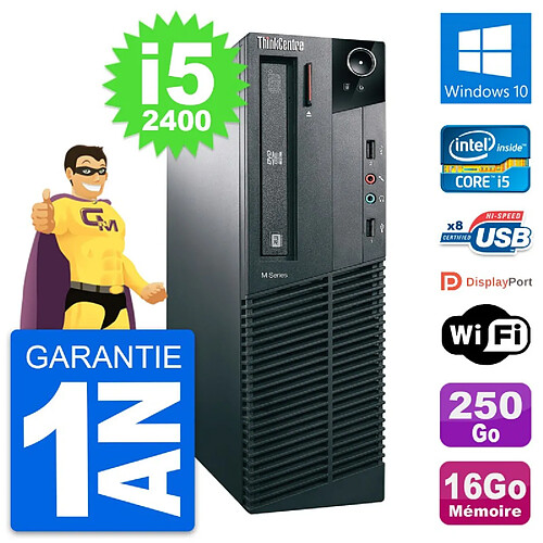 PC Lenovo ThinkCentre M81 SFF Core i5-2400 RAM 16Go Disque 250Go Windows 10 Wifi · Occasion