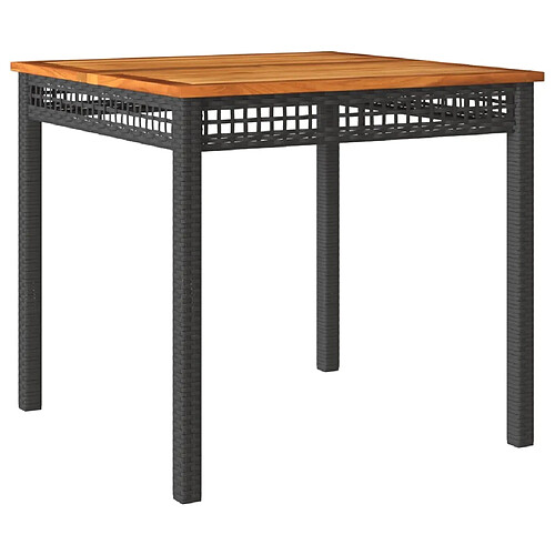 Maison Chic Table de jardin | Table d'extérieur noir 80x80x75 cm résine tressée et bois acacia -GKD13179