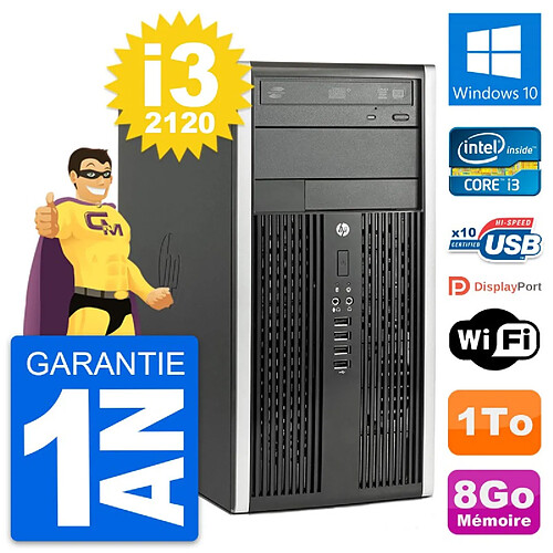 PC Tour HP Compaq Pro 6300 CMT Intel i3-2120 RAM 8Go Disque 1To Windows 10 Wifi · Occasion