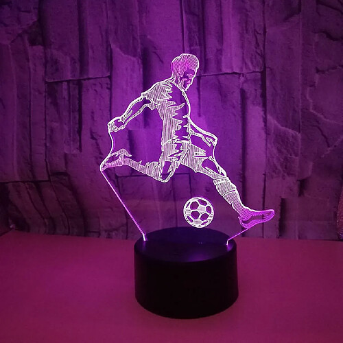 Universal Lumière 3D de football, Lumière de diapositive lumineuse à LED 7 changements de couleur Commande tactile Lampe de table optique USB, Lampe de chevet Meilleurs cadeaux pour les enfants Noël Anniversaire Jouet, (noir)