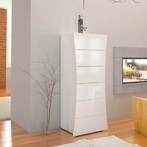 Ahd Amazing Home Design Commode Chambre 6 Tiroirs Blanc Brillant Arco Septet