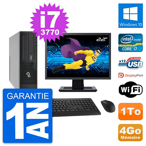 PC Fujitsu E910 DT Ecran 22" Intel i7-3770 RAM 4Go Disque 1To Windows 10 Wifi · Occasion