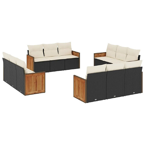 Maison Chic Salon de jardin 12 pcs avec coussins, Ensemble Tables et chaises d'extérieur noir résine tressée -GKD671477