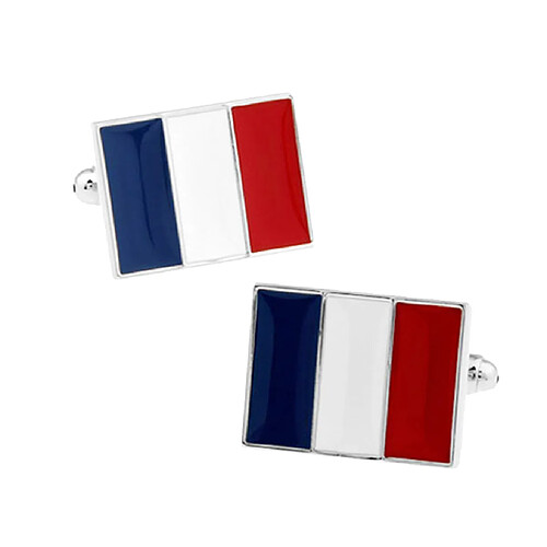 Boutons de Manchette Motif de Drapeau de la France Rectangle Mariage Bijoux Pour Homme