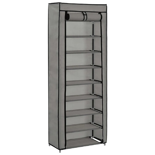 Maison Chic Armoire à Chaussures avec housse,Meuble de Rangement à Chaussures Gris 57x29x162 cm Tissu -MN85012