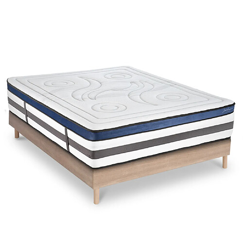 MAISON AUBERTIN Matelas Mémoire 30cm + Sommier Bois 140x200