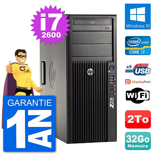 PC Tour HP Z210 Intel Core i7-2600 RAM 32Go Disque Dur 2To Windows 10 Wifi · Occasion