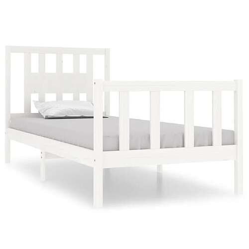 Maison Chic Lit Moderne Chambre - Cadre/structure de lit pour adulte Blanc Bois massif 90x190 cm Simple -MN61053