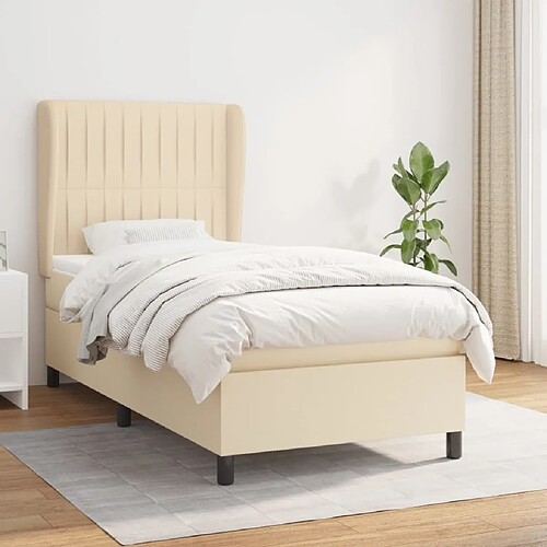 Maison Chic Lit Adulte - Lit simple Lit à sommier tapissier avec matelas moelleux - Meuble de Chambre - Crème 100x200 cm Tissu -MN48638