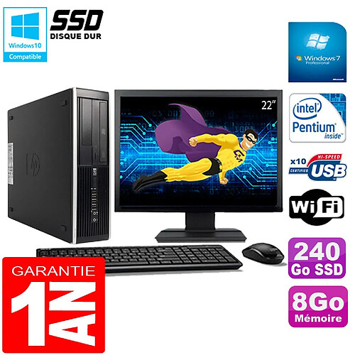 PC HP Compaq Pro 6300 SFF G630 RAM 8Go 240Go SSD Graveur DVD Wifi W7 Ecran 22" · Occasion