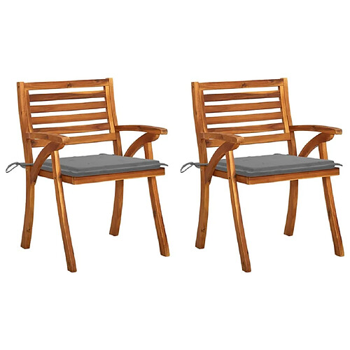 Maison Chic Lot de 2 Chaises à dîner de jardin avec coussins,Fauteuil/Chaises à manger d'extérieur Acacia massif -MN15115