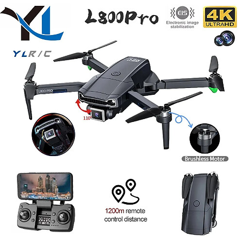 Universal L800 Pro GPS Drone 4k Professional HD Dual Camera(Le noir)