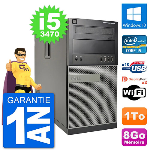 PC Tour Dell 7010 Intel Core i5-3470 RAM 8Go Disque Dur 1To Windows 10 Wifi · Occasion