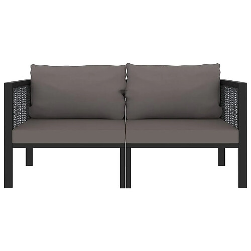 Maison Chic Canapé à 2 places,Sofa de Salon,Canapé droit avec coussins Anthracite Résine tressée -GKD150802