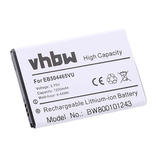 vhbw Batterie remplacement pour Samsung CPLD-69, EB504465IZBSTD, EB504465LA, EB504465VA, EB504465VJ pour smartphone (1200mAh, 3,7V, Li-ion)