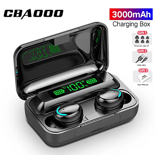 GUPBOO Casque stéréo TWS avec prise en charge Bluetooth 3000, boîtier de charge mAh