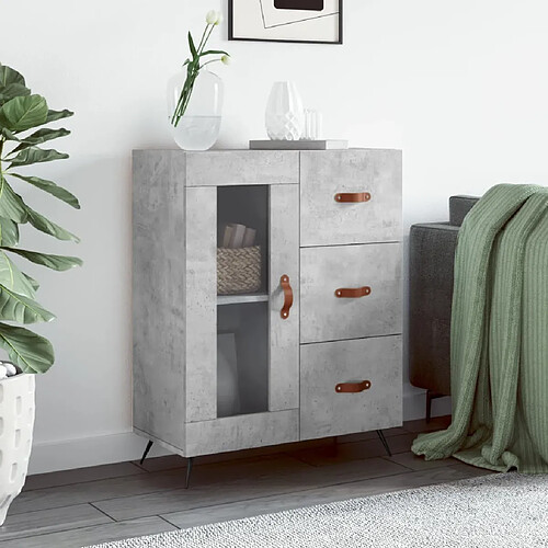 Maison Chic Buffet,Meuble de Rangement,commode pour salon,Cuisine gris béton 69,5x34x90 cm bois d'ingénierie -MN44510