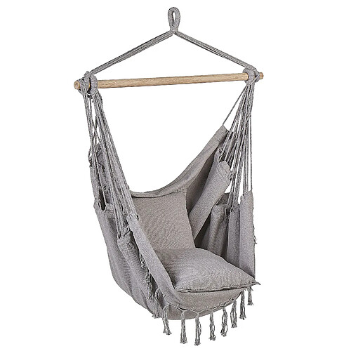 Beliani Fauteuil suspendu BONEA Coton Gris clair