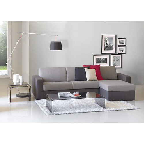 Autrement Talamo Italia Canapé-lit d'angle Elisabetta, Made in Italy, Ouverture pivotante avec matelas et filet inclus, avec péninsule conteneur réversible, avec accoudoirs standard, Cm: 280x95h90, couleur Gris et Anthracite