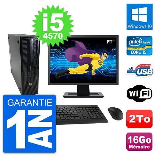 PC HP ProDesk 400 G1 SFF Ecran 19" i5-4570 RAM 16Go Disque 2To Windows 10 Wifi · Occasion