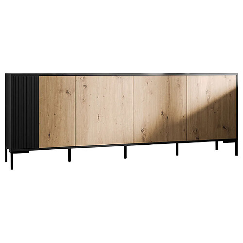 Bestmobilier Cambridge - buffet bas - bois et noir - 200 cm