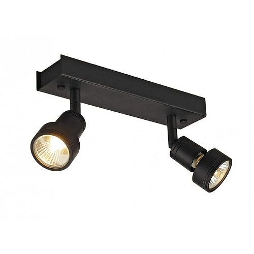 Slv PURI 2 plafonnier, noir mat, GU10, max. 2x50W, anneau déco inclus