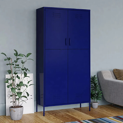 vidaXL Garde-robe Bleu marine 90x50x180 cm Acier