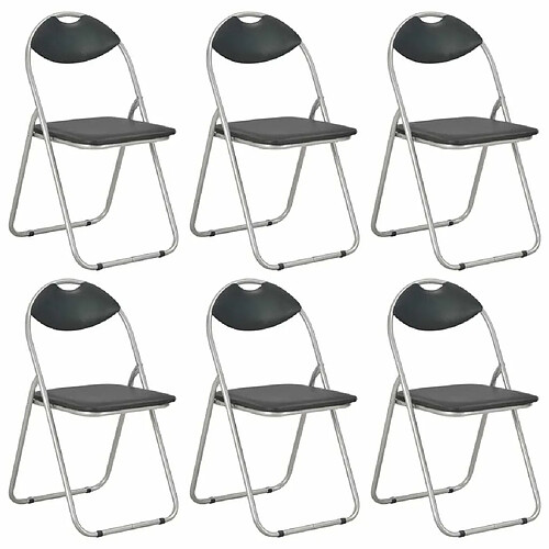 Maison Chic Lot de 6 Chaises pliantes à manger Chaise à dîner noir similicuir -MN86612