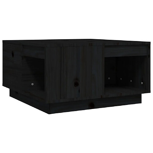 ComfortXL Table Basse Noir 60x61x32,5 Cm Bois Massif De Pin