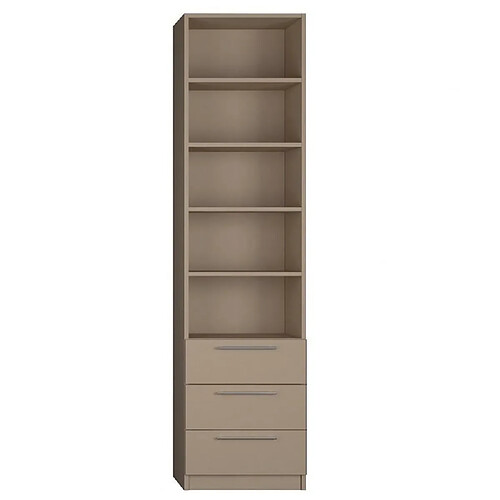 Inside 75 Armoire de rangement bibliothèque + 3 tiroirs coloris taupe mat largeur 50 cm