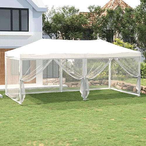 vidaXL Tente de réception pliable avec parois Blanc 3x6 m