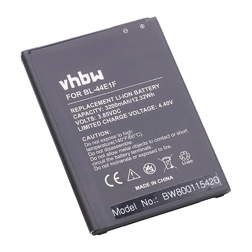 vhbw Li-Ion batterie 3200mAh (3.85V) pour téléphone portable mobil smartphone comme LG BL-44E1F, EAC63341101, PAC63320502