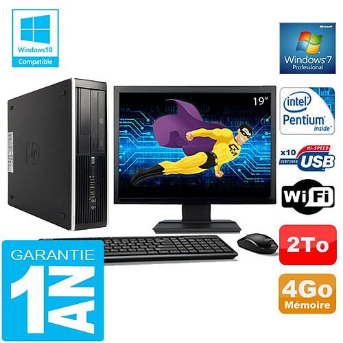 PC HP Compaq 8300 SFF Intel G850 Ram 4Go Disque 2 To Wifi W7 Ecran 19" · Occasion