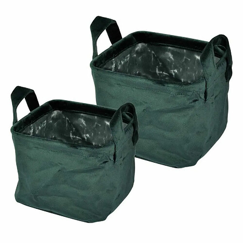 Paris Prix Lot de 2 Panières Carrées Velvet 20cm Vert Foncé