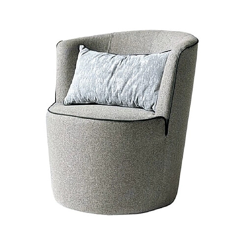 LE COMFORT SALON Fauteuil Enif tissu gris passepoil gris foncé