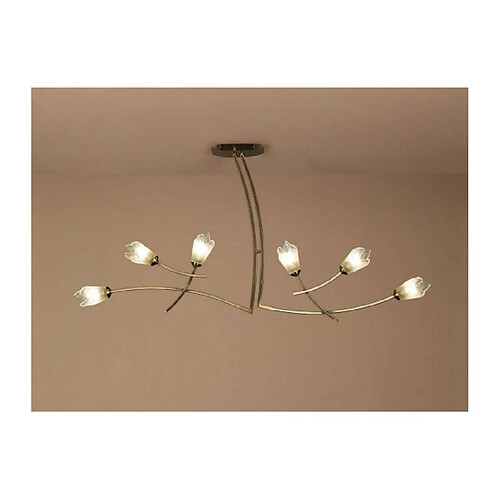 Luminaire Center Suspension Pietra 2 Arm 6 Ampoules G9, laiton antique