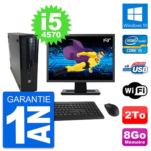 PC HP ProDesk 400 G1 SFF Ecran 19" i5-4570 RAM 8Go Disque 2To Windows 10 Wifi · Occasion