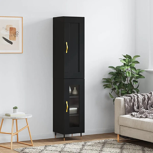 vidaXL Buffet haut Noir 34,5x34x180 cm Bois d'ingénierie