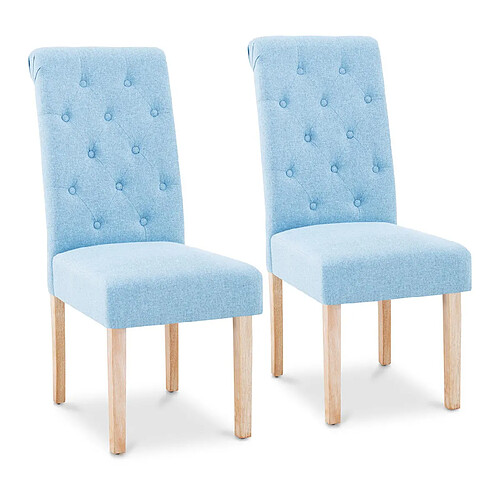 Helloshop26 Lot de deux chaises en tissu 180 kg max surface d'assise de 46 x 42 cm bleu ciel 14_0000891